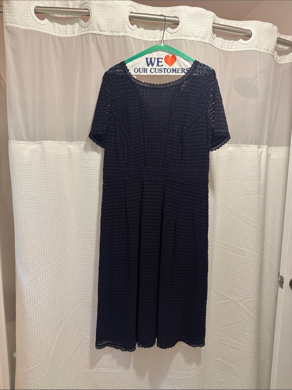 Boden Navy Lace Midi Dress with Short Sleeves